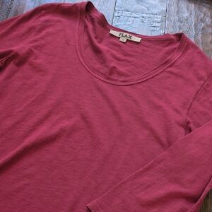 FLAX I Women's 3/4 Sleeve Berry Red A-Line Scoop Neck Tunic Top, L